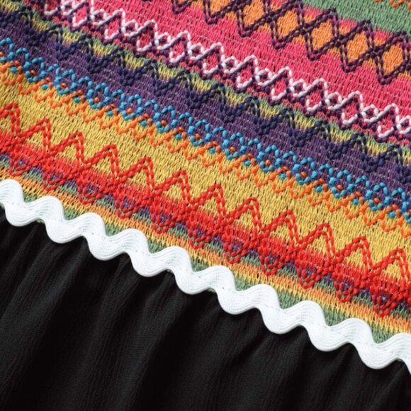 BloomChic Color Embroidered Patchwork Flounce Sleeve Dress - Picture 6 of 6